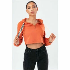 HYPE. Pink Draped Sleeve Quater Zip Hoodie -Hype Shop unnamed file 3173