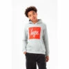 Hype. Boys Grey Marl Box Script Hoodie -Hype Shop unnamed file 3197