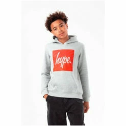 Hype. Boys Grey Marl Box Script Hoodie -Hype Shop unnamed file 3201