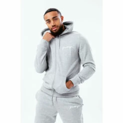 Hype Grey Marl Scribble Zip Hoodie