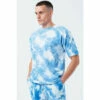 Hype. Mens Oversized Navy Blue Tie Dye Scribble Logo T-Shirt -Hype Shop unnamed file 330