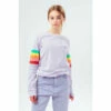 Hype. Girls Lilac Rainbow Sleeve Long Sleeve T-Shirt