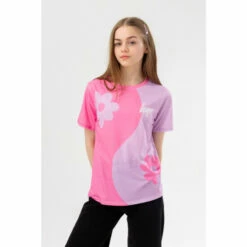 Hype. Girls Pink Floral Ying Yang Script T-Shirt