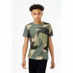 Hype. Boys Green Cut Camo Scribble T-Shirt