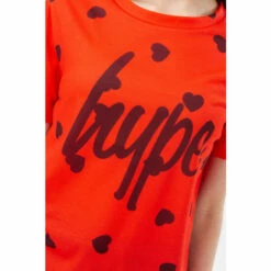 Hype. Girls Red Heart Stamp Script T-Shirt -Hype Shop unnamed file 386