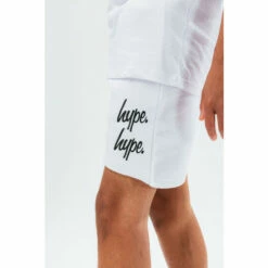 Hype. White Double Logo Script Kids Shorts -Hype Shop unnamed file 4032