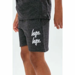 Hype. Kids Dark Grey Double Logo Script Shorts