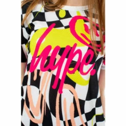 Hype. Girls Pink Smiley Wave Check Script T-Shirt -Hype Shop unnamed file 407