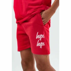 Hype. Kids Red Double Logo Script Shorts -Hype Shop unnamed file 4097