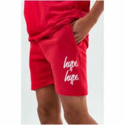 Hype. Kids Red Double Logo Script Shorts -Hype Shop unnamed file 4098