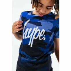 Hype. Blue Camo Fade Script T-Shirt -Hype Shop unnamed file 419