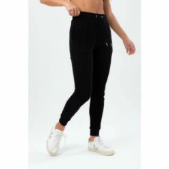 Hype. Womens Black Exposed Overlock Justhype Joggers