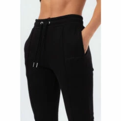 Hype. Womens Black Exposed Overlock Justhype Joggers -Hype Shop unnamed file 4210