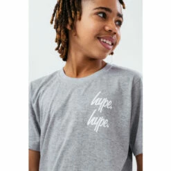Hype. Grey Double Logo Script Kids T-Shirt -Hype Shop unnamed file 423