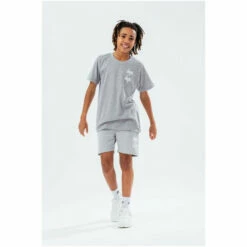 Hype. Grey Double Logo Script Kids T-Shirt -Hype Shop unnamed file 424