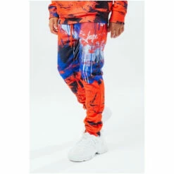 Hype. Red Britain Spray Joggers -Hype Shop unnamed file 4394