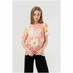 Hype Girls Pink Smiley Daisy Script T-Shirt -Hype Shop unnamed file 460