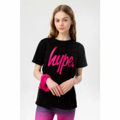 Hype. Girls Black To Pink Fade Script T-Shirt, Leggings And Scrunchie Set -Hype Shop unnamed file 4672