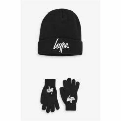Hype. Script Beanie Hat And Gloves Set Pink -Hype Shop unnamed file 4703