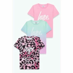 Hype. Girls Pink Fade Leopard T-Shirts 3 Pack