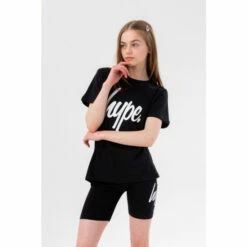 Hype. Black Script T-Shirt And Shorts Set
