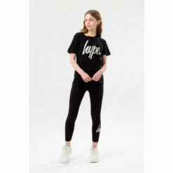 Hype. Girls Black Iridescent Script T-Shirt And Leggings Set