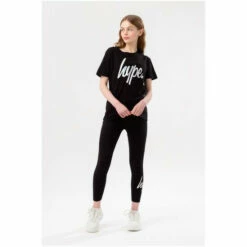 Hype. Girls Black Iridescent Script T-Shirt And Leggings Set -Hype Shop unnamed file 4779