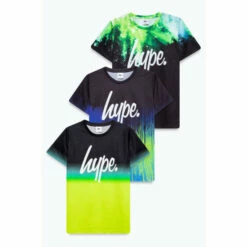 Hype. Boys Green Burst Drip Fade T-Shirt 3 Pack