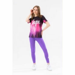 Hype. Girls Purple Drip T-Shirt And Leggings Set