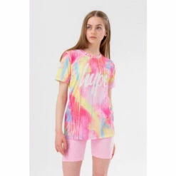 Hype. Girls Pink Spray Drips Script Tee And Short Set