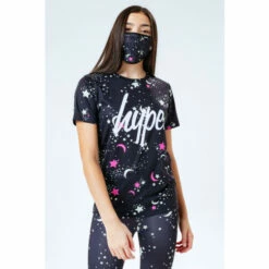 Hype. Kids Black Mystic Print T-Shirt, Leggings & Face Covering Set
