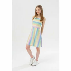 Hype. Girls Pink Pastel Striped Beach Dress