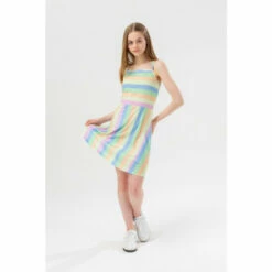 Hype. Girls Pink Pastel Striped Beach Dress -Hype Shop unnamed file 5045