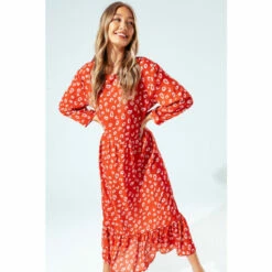 Hype. Womens Brown Brick Spots Dress -Hype Shop unnamed file 5080