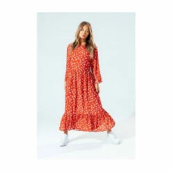 Hype. Womens Brown Brick Spots Dress -Hype Shop unnamed file 5081