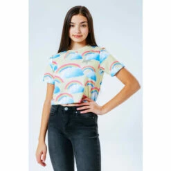 Hype. Yellow Lemon Rainbow Crop T-Shirt