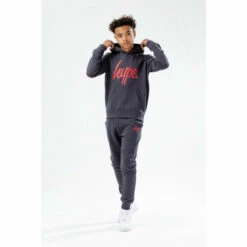 Hype. Boys Grey Red Script Tracksuit