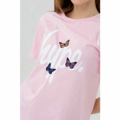 Hype. Pink Butterfly Script T-Shirt -Hype Shop unnamed file 522