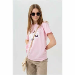 Hype. Pink Butterfly Script T-Shirt -Hype Shop unnamed file 523