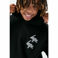 Hype. Black Logo Script Kids Overhead Hoodie And Jogger Tracksuit Set -Hype Shop unnamed file 5278