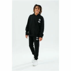 Hype. Black Logo Script Kids Overhead Hoodie And Jogger Tracksuit Set -Hype Shop unnamed file 5279