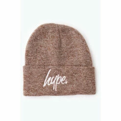 Hype. Heather Oatmeal Script Beanie
