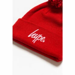 Hype. Unisex Red Bobble Script Hat -Hype Shop unnamed file 5393