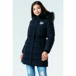 Hype. Longline Parka Coat Black