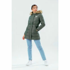 Hype. Green Longline Contrast Faux-Fur Puffer Hood Coat -Hype Shop unnamed file 5533