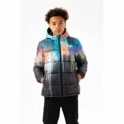 Hype Black Drip Fade Puffer Jacket
