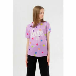 Hype. Girls Purple Heart Stamp Script T-Shirt