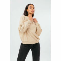 Hype. Beige Oversize Drop Shoulder Sweatshirt