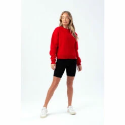Hype. Womens Red Justhype Woven Label Crew Sweatshirt -Hype Shop unnamed file 6122
