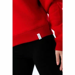 Hype. Womens Red Justhype Woven Label Crew Sweatshirt -Hype Shop unnamed file 6124